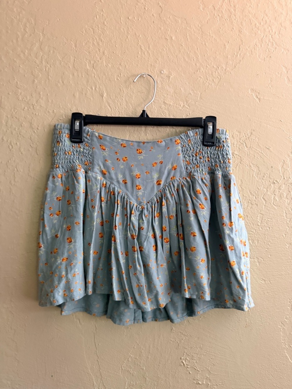 Urban Outfitters Light Blue Mini Skort with Orange Floral Print